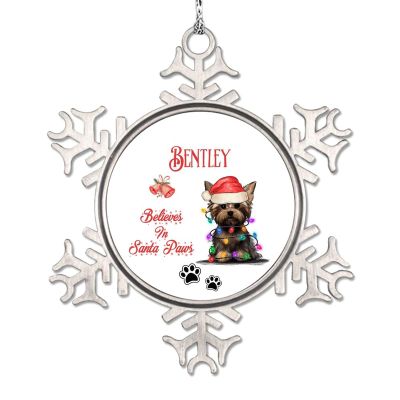 Custom Christmas Hat Dog Snowflake Ornaments Believes in Santa Claw Personalized Christmas Ornaments 2022 Pug Dog Christmas Decorations for Tree Farmhouse Decorative Christmas Pet Gift