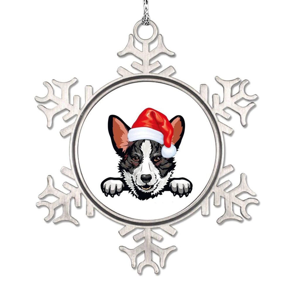 Christmas Santa Dog Christmas Decorations for Tree Chow Chow Dog Christmas Ornament 2022 Merry Christmas Pet Metal Snowflake Ornaments Unique Keepsake Gifts for Wedding Anniversary Holiday Pendants