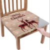 Dining Room Chair Seat Covers, Merry Christmas Reindeer Deer Pine Branches Rustic Old Wooden Red Black Plaid Removable Stretch Chair Seat Cushion Slipcovers Protector for Holiday Party, Set of 6 view 1