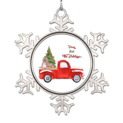 Custom Red Christmas Truck Dog Snowflake Ornaments Home for The Holidays Personalized Christmas Ornaments 2022 Poodle Dog Christmas Tree Ornaments Farmhouse Decorative Christmas Pet Gift