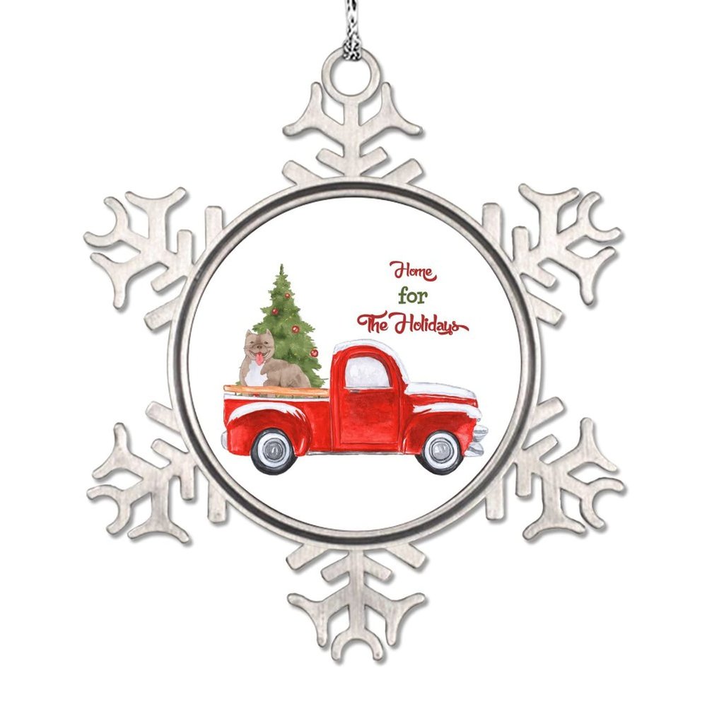 Custom Red Christmas Truck Dog Snowflake Ornaments Home for The Holidays Personalized Christmas Ornaments 2022 Poodle Dog Christmas Tree Ornaments Farmhouse Decorative Christmas Pet Gift