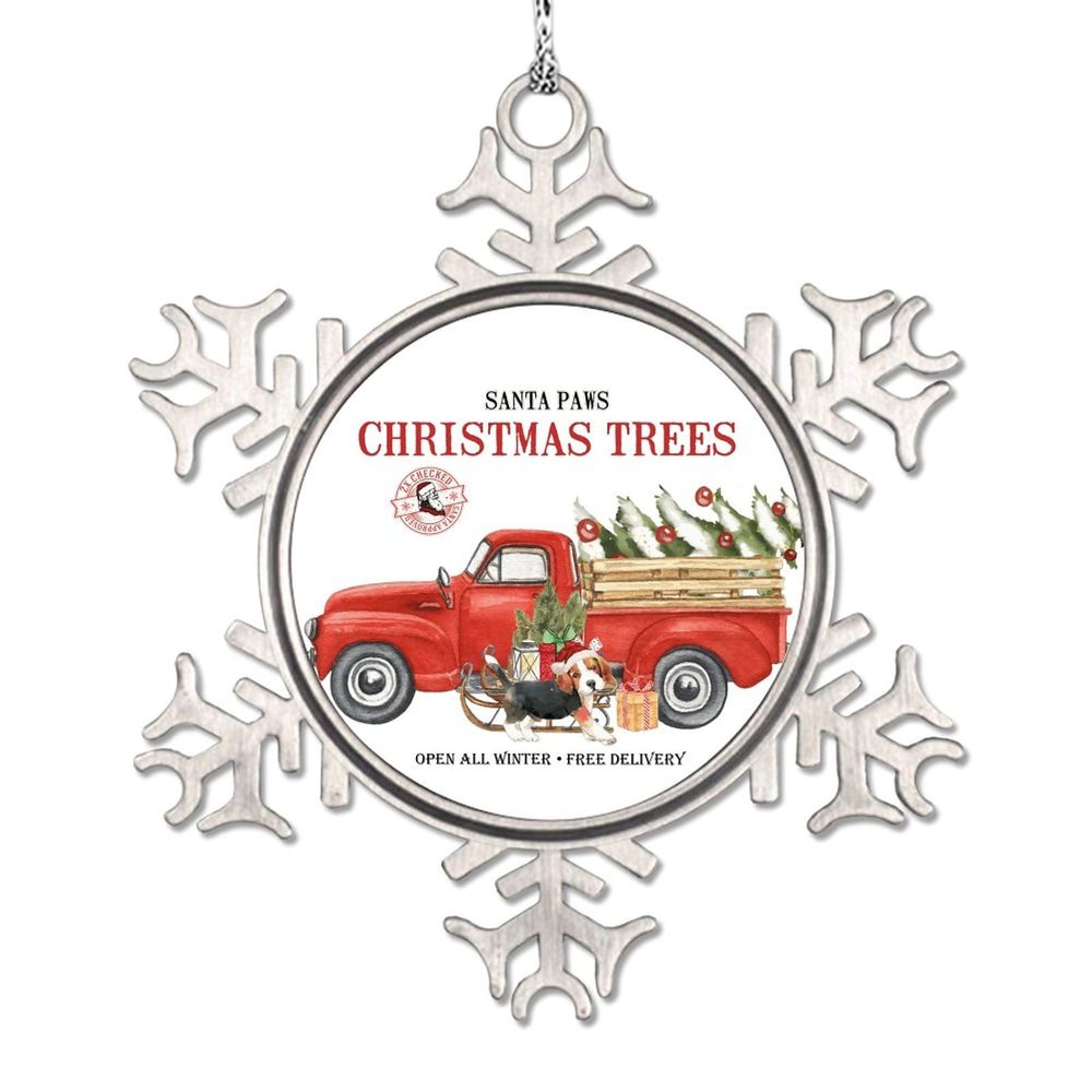 Santa Claus Red Truck Christmas Decorations for Tree French Bulldog Dog Christmas Ornament 2022 Santa Claw Christmas Trees Pet Metal Snowflake Ornaments Unique Gifts for Mom Bridesmaid Bridal Shower