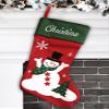 Personalized Christmas Stocking - Snowman Design - Embroidered Name - Large 18.5inch, Traditional Red and Green, Family Holiday Season Decor view 2
