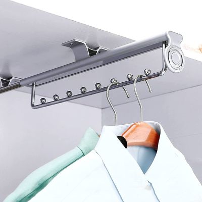 Clothes Hanger Closet Pull Out Valet Rod, Pull-Out Closet Valet Rod with Mounting Screws, Top Mount Save Wardrobe Space Cabinet Organizer5sizes (Color : 30cm)