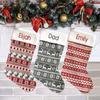 Personalized Christmas Stocking - Knitted Red Design - Embroidered Name - Large 18.5inch, Red and Beige Color, Family Holiday Season Decor view 2