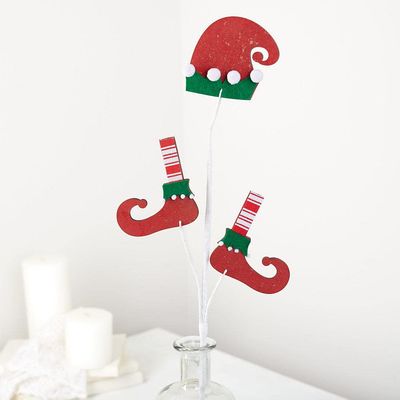 Group of 2 Whimsical Elf Hat and Boots Stems for Christmas Decorations and Holiday Arrangements by Factory Direct Craft