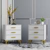 Hitow White Nightstand with 3 Drawers, Bedside Table End Table & Golden Metal Legs, Small Place Bedroom Living Room Storage, Nightstand Table Set of 2 (19.7" W x 15.7" D x 23.6" H) view 1