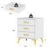 Hitow White Nightstand with 3 Drawers, Bedside Table End Table & Golden Metal Legs, Small Place Bedroom Living Room Storage, Nightstand Table Set of 2 (19.7" W x 15.7" D x 23.6" H) view 2