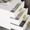 Hitow White Nightstand with 3 Drawers, Bedside Table End Table & Golden Metal Legs, Small Place Bedroom Living Room Storage, Nightstand Table Set of 2 (19.7" W x 15.7" D x 23.6" H) view 4