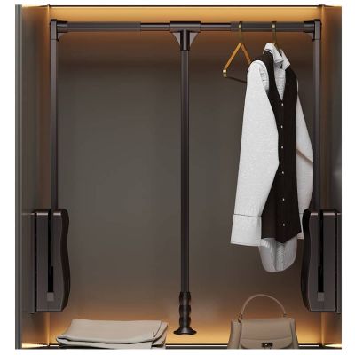 Wardrobe Hanger, Pull-Down Clothes Rack, Adjustable Width Double Buffer Wardrobe Lift Clothes Rail,Bearing 30kg Clothing Storage Rack (Size : 660-890mm)