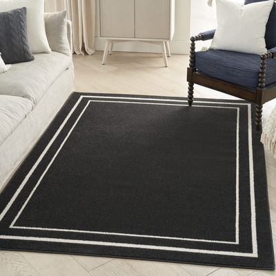 Nourison Home Nourison Essentials Black Ivory 4' x 6' Area Rug - Easy Clean, Non Shedding, Bed Room, Living Room, Dining Room, Kitchen (4' x 6')