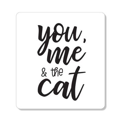 DistinctInk Refrigerator Magnet - Small Decorative - Great Gift/Present - Also Works on car - 2.1 inch Square - Round Corners - You, Me & The Cat