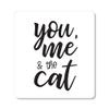 DistinctInk Refrigerator Magnet - Small Decorative - Great Gift/Present - Also Works on car - 2.1 inch Square - Round Corners - You, Me & The Cat view 1