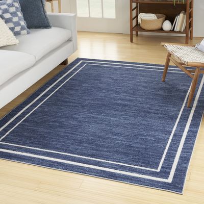 Nourison Home Nourison Essentials Navy/Ivory 4' x 6' Area Rug - Easy Clean, Non Shedding, Bed Room, Living Room, Dining Room, Kitchen (4' x 6')