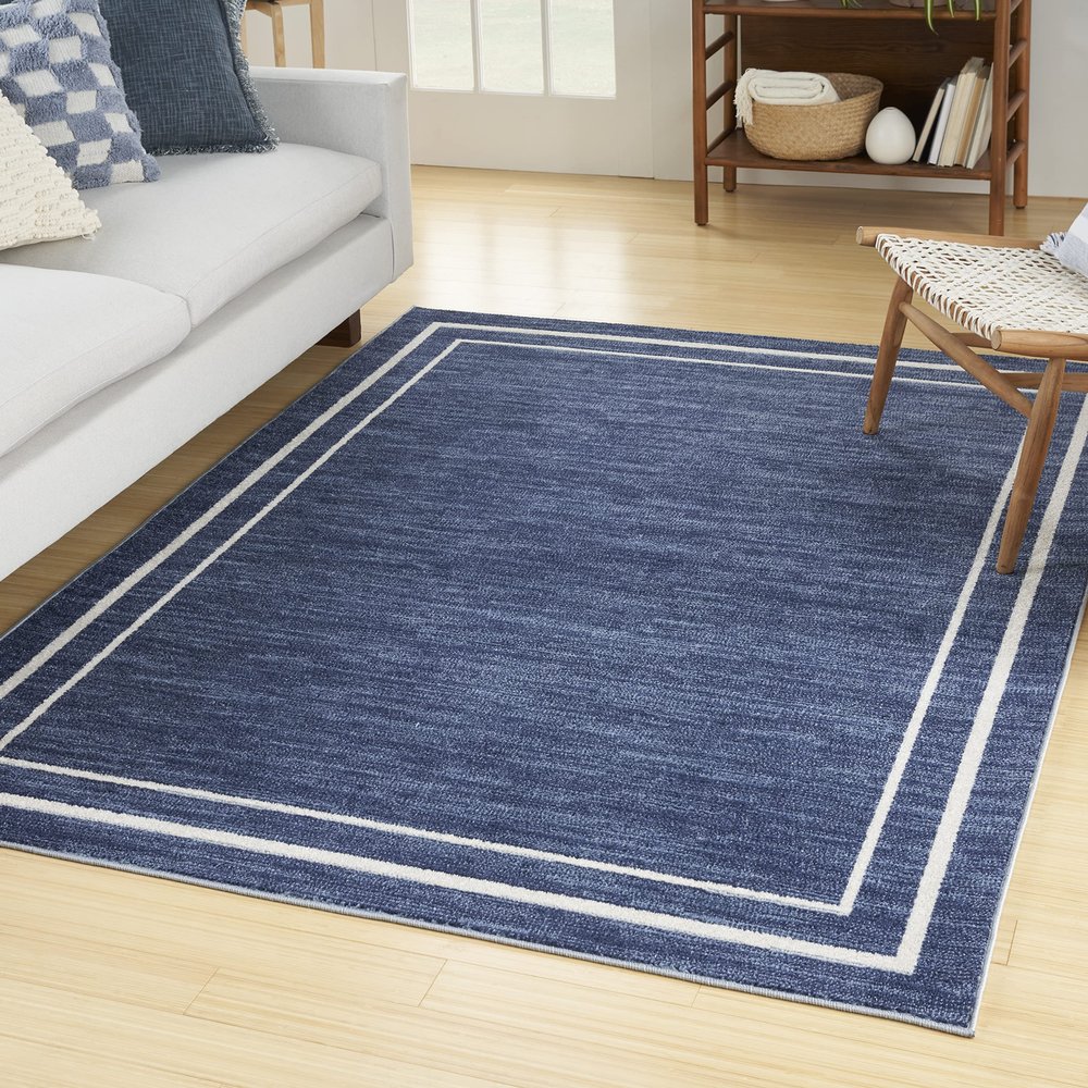 Nourison Home Nourison Essentials Navy/Ivory 4' x 6' Area Rug - Easy Clean, Non Shedding, Bed Room, Living Room, Dining Room, Kitchen (4' x 6')