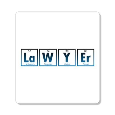 DistinctInk Refrigerator Magnet - Small Decorative - Great Gift/Present - Also Works on car - 2.1 inch Square - Round Corners - Lawyer Elements Periodic Table