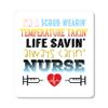 DistinctInk Refrigerator Magnet - Small Decorative - Great Gift/Present - Also Works on car - 2.1 inch Square - Round Corners - Scrub Wearing Temp Taking Life Saving Nurse view 1