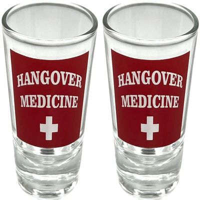 Black Ball Corp. Hangover Medicine - 2oz Novelty Shot Glass - 2 Piece Set