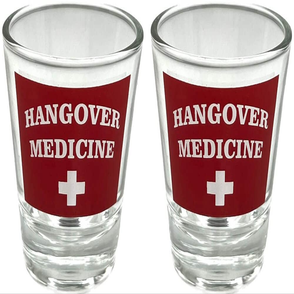 Black Ball Corp. Hangover Medicine - 2oz Novelty Shot Glass - 2 Piece Set