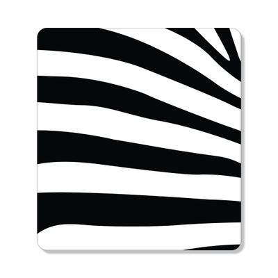 DistinctInk Refrigerator Magnet - Small Decorative - Great Gift/Present - Also Works on car - 2.1 inch Square - Round Corners - Black & Clear Zebra Stripes