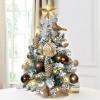 2ft Mini Christmas Tree with Light Artificial Small Tabletop Pink Christmas Decoration with Flocked Snow; Exquisite Decor & Xmas Ornaments for Table Top for Home & Office (Woodland) view 1