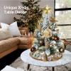 2ft Mini Christmas Tree with Light Artificial Small Tabletop Pink Christmas Decoration with Flocked Snow; Exquisite Decor & Xmas Ornaments for Table Top for Home & Office (Woodland) view 2
