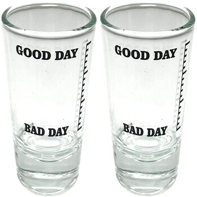 Black Ball Corp. Good Day Bad Day Meter - 2oz Novelty Shot Glass - 2 Piece Set