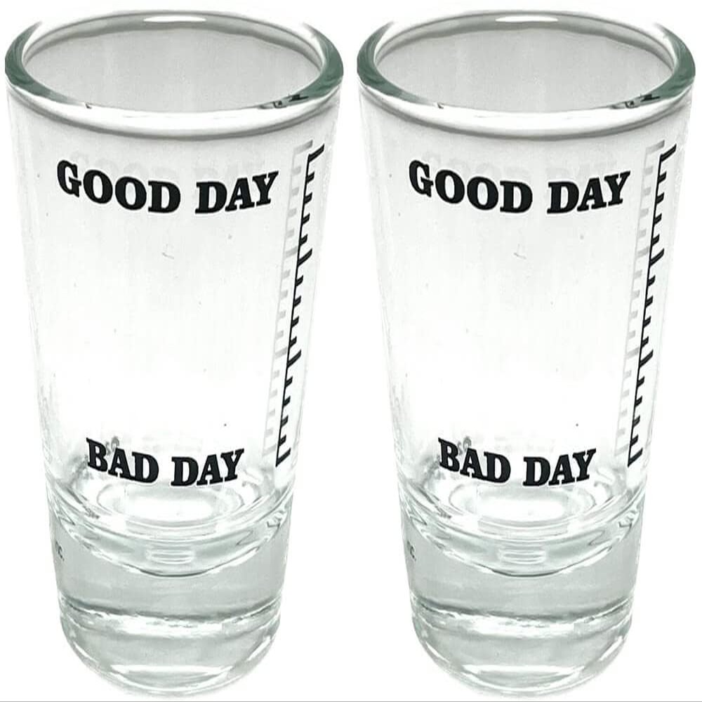 Black Ball Corp. Good Day Bad Day Meter - 2oz Novelty Shot Glass - 2 Piece Set
