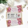 Cathy Wraps Floral Birthday Party Favors, Personalized Candy Bar Wrappers, Custom Chocolate Bar Labels, DIY Kit, Pack of 20 (Lt. Pink/Gold) view 2