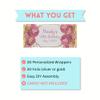 Cathy Wraps Floral Birthday Party Favors, Personalized Candy Bar Wrappers, Custom Chocolate Bar Labels, DIY Kit, Pack of 20 (Lt. Pink/Gold) view 3