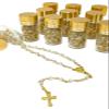 12 Pcs Rosary in Glass Jar Bottle Beads Clear Pearl Colors Catholic Crucifix Necklace Jesus Christ First Comunion Recuerdos De Bautizo (Gold, Small) view 2