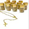 12 Pcs Rosary in Glass Jar Bottle Beads Clear Pearl Colors Catholic Crucifix Necklace Jesus Christ First Comunion Recuerdos De Bautizo (Gold, Small) view 4