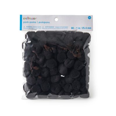 Creatology 1" Black Pom Poms Value Pack, 12 Packs: 80 ct. (960 Total)
