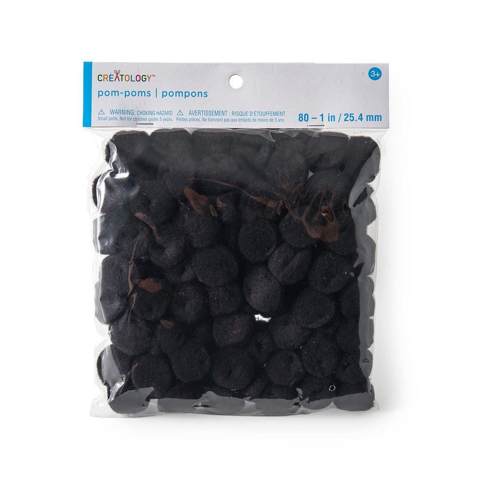 Creatology 1" Black Pom Poms Value Pack, 12 Packs: 80 ct. (960 Total)
