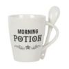 Pacific Giftware Gothic White Morning Potion New Bone China Ceramic Mug and Spoon Set view 1