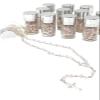 12 Pcs Rosary in Glass Jar Bottle Beads Clear Pearl Colors Catholic Crucifix Necklace Jesus Christ First Comunion Recuerdos De Bautizo (Pink, Small) view 2