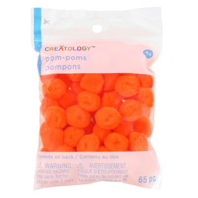Creatology 1/2" Orange Pom Poms, 24 Packs: 65 ct. (1,560 Total)