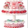 Gingerbread Look Christmas Candy and Cake Cone Tree, 15.5 inches High - Red, Pink and White Clay Dough Christmas Tree view 3
