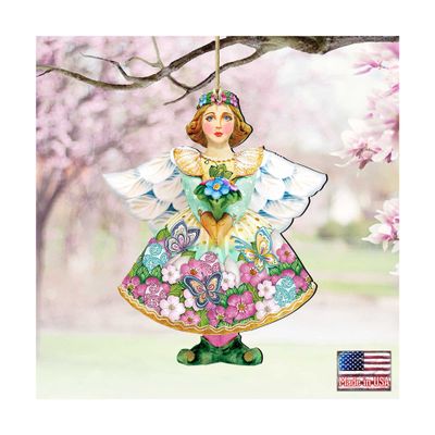 Designocracy Spring Angel Wooden Ornaments Set of 2 by G. DeBrekht - 8157616-S2