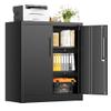 INTERGREAT Steel Storage Cabinet with Lock, Lockable Metal Storage Cabinets with 2 Adjustable Shelves, Black Counter Height Garage Cabinet view 1