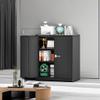 INTERGREAT Steel Storage Cabinet with Lock, Lockable Metal Storage Cabinets with 2 Adjustable Shelves, Black Counter Height Garage Cabinet view 2