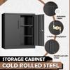 INTERGREAT Steel Storage Cabinet with Lock, Lockable Metal Storage Cabinets with 2 Adjustable Shelves, Black Counter Height Garage Cabinet view 4