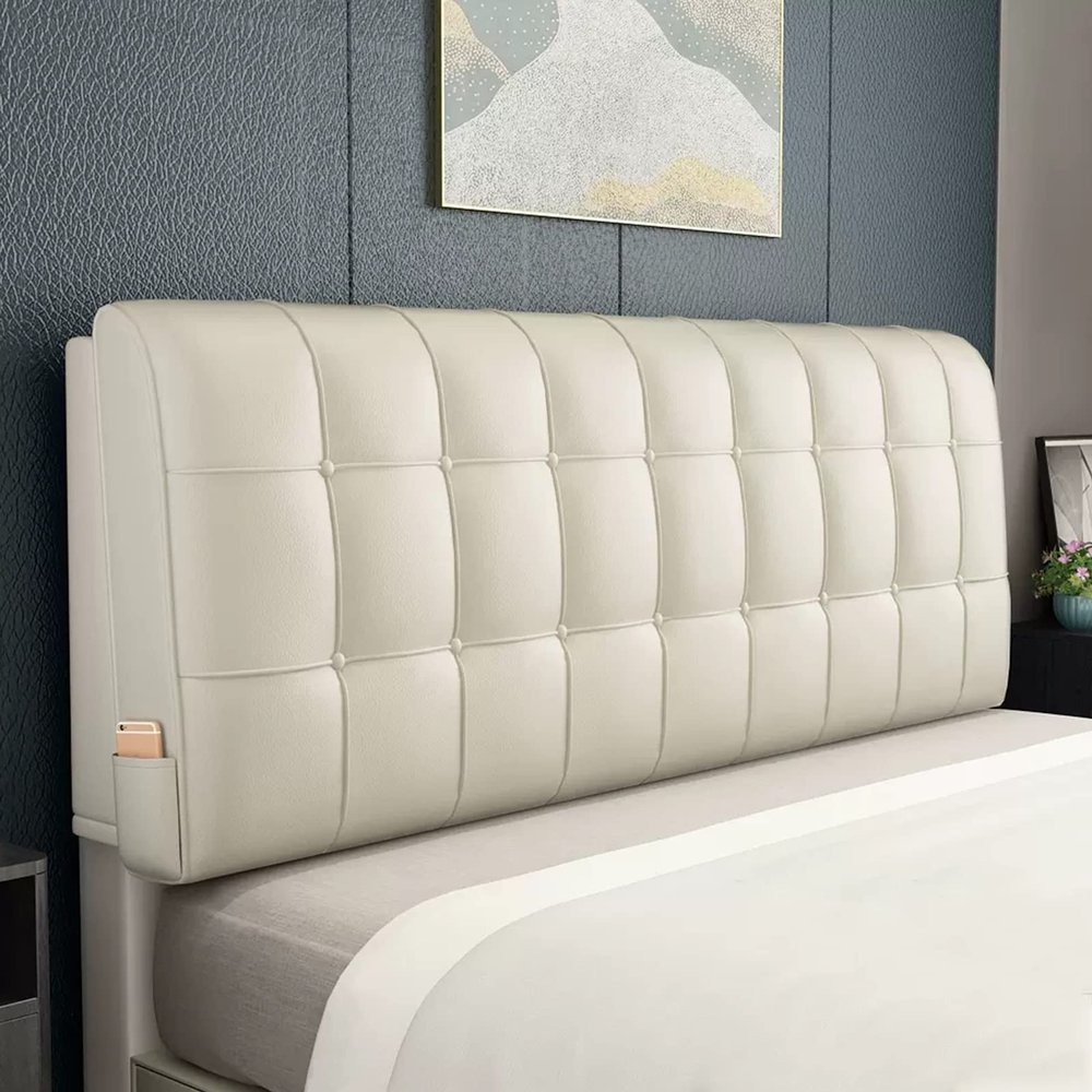ZZYK Rectangular Headboard Reading Body Pillow Bedside Oversized Throw Cushion Backrest Lumbar Pillows Positioning Back Bolster for Bed Sofa Couch,White,Paste 47.2"/120cm