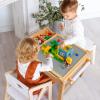 Costzon Kids Table, 3 in 1 Wood Building Block Desk w/Storage, Paper Roll, Reversible Tabletop for Toddler Arts, Crafts, Drawing, Reading, Playing, Gift for Boys Girls, Activity Table (Natural) view 2