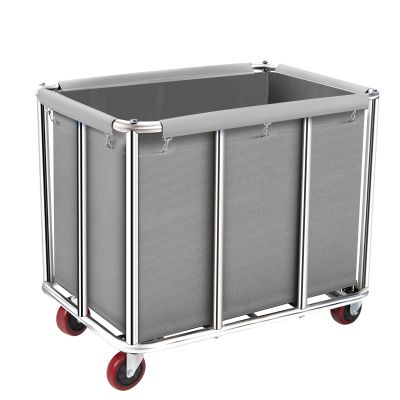 Frides Commercial Laundry Cart on Wheels, 11.35 Bushels Large Laundry Roller, Heavy Duty Stainless Steel, Gray-10