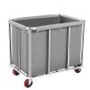 Frides Commercial Laundry Cart on Wheels, 11.35 Bushels Large Laundry Roller, Heavy Duty Stainless Steel, Gray-10 view 1