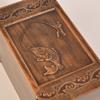 engmvwod Handmade Wooden Engraved Urn for Human Ashes 250lbs Adult Male Female Satin Bag Fishing Cremation urns Box view 3