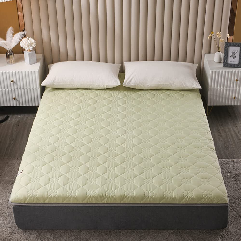 Roll Up Mattress for Floor Kids Soybean Fiber Japanese Tatami Mattress Futon Mattress Topper Foldable Double Sleeping Mattress Camping Non-Slip Tatami Mat Sleeping Pad,Green,180x200cm(71 * 79in)