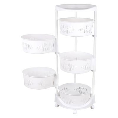 Gdrasuya10 Kitchen Cart with Storage Rotating Basket Vegetable Rack Multi-Layer Storage Shelves for Kitchen and Bedroom 5 Tier