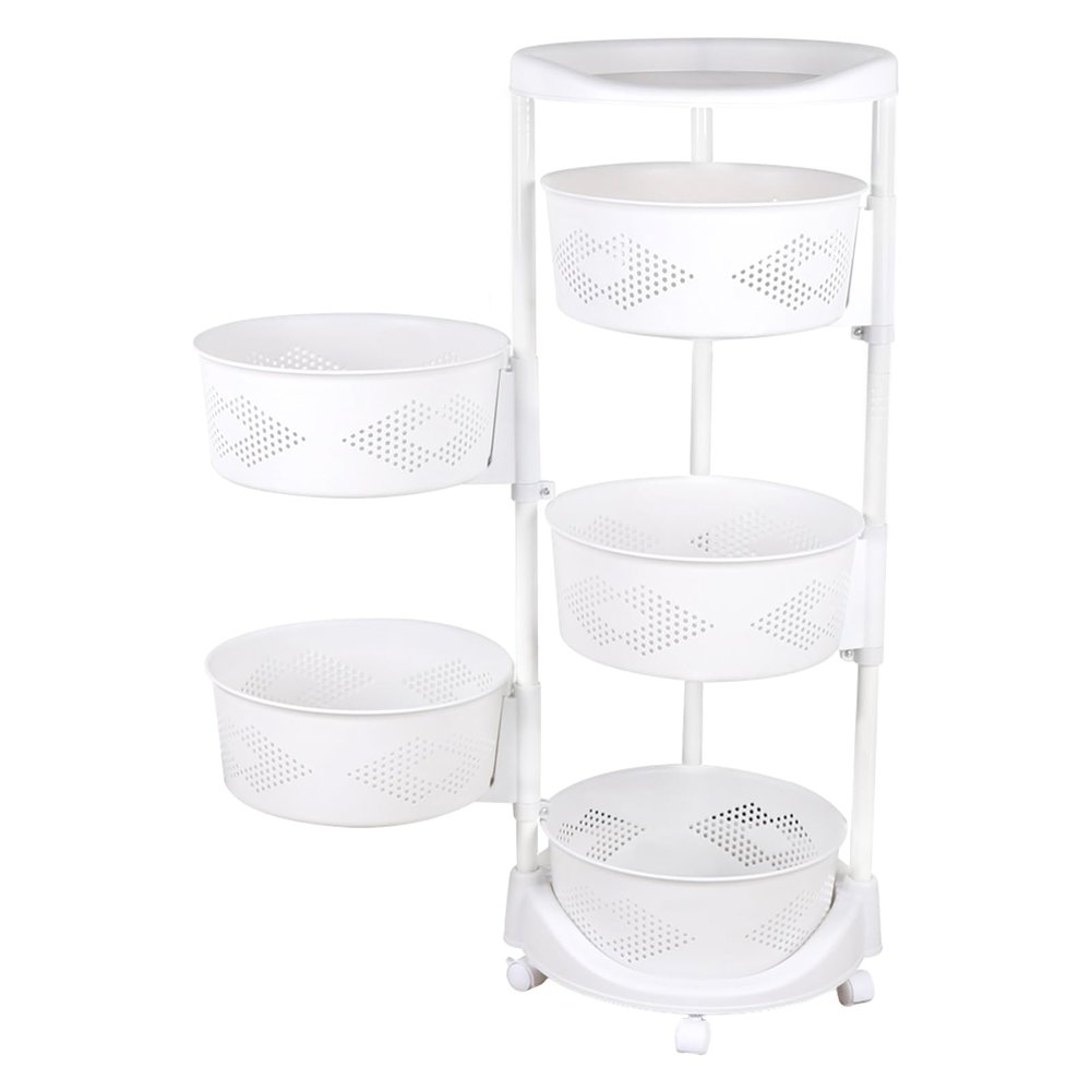 Gdrasuya10 Kitchen Cart with Storage Rotating Basket Vegetable Rack Multi-Layer Storage Shelves for Kitchen and Bedroom 5 Tier